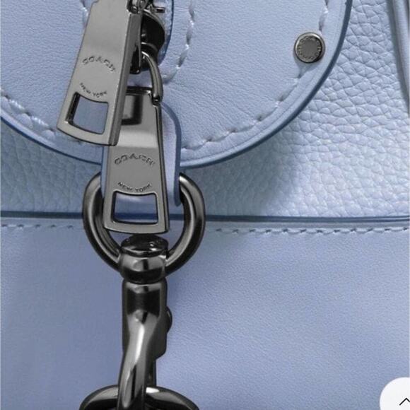 Coach PEBBLE LEATHER LANE SATCHEL Mist light lavender blue new!! - Picture 6 of 10